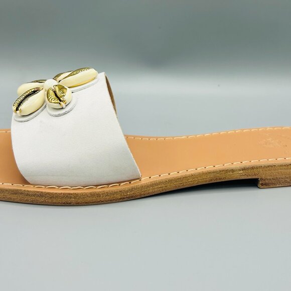 Athena Shells - White Leather Sandals - Picture 3 of 3